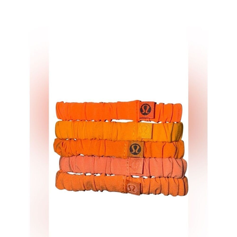 5 Lululemon Skinny Scrunchies Various Orange Hair Ties 3 NWOT and 2 Tried On